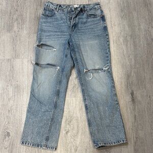 Dynamite Light Blue Distressed Straight Jeans